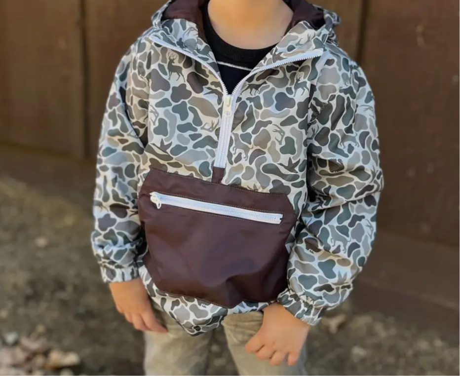 Quarter Zip Camo Rain Jacket