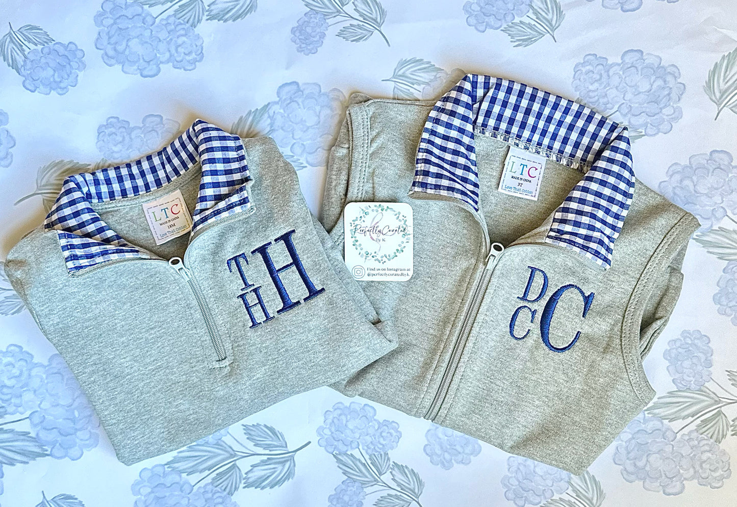 Gingham Collar Quarter Zip