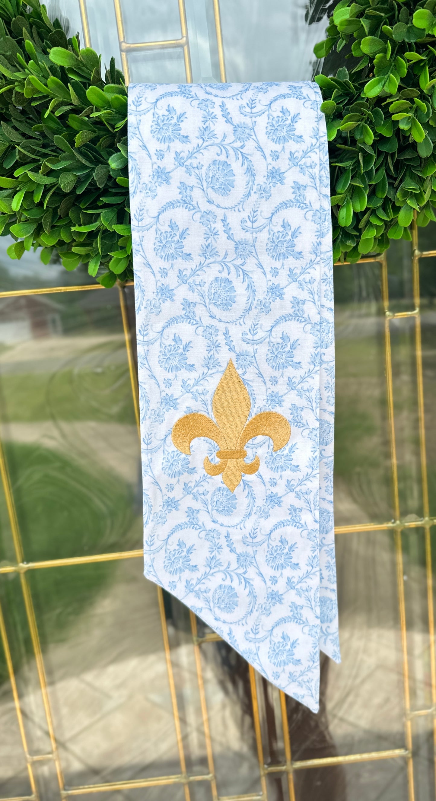 Florals and Chinoiserie Wreath Sash