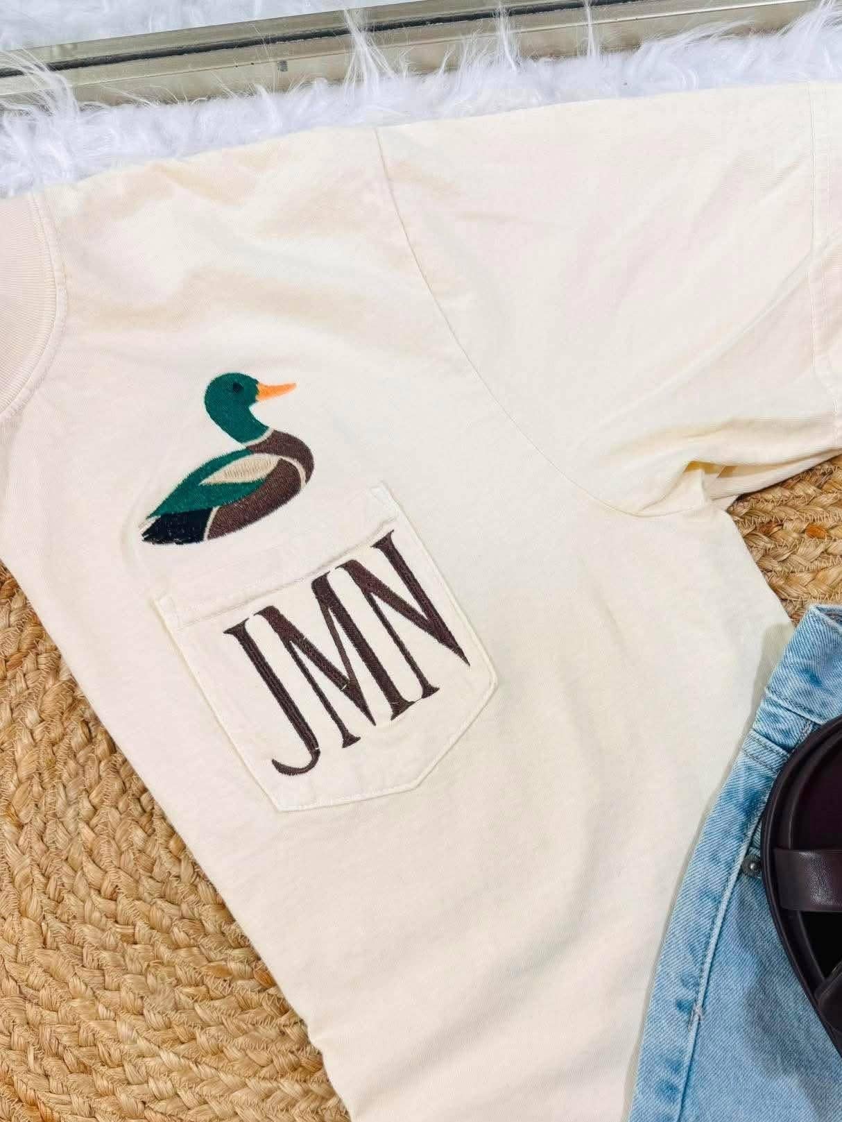 Mallard Pocket Tee Initials CUST77 Embroidery Tee