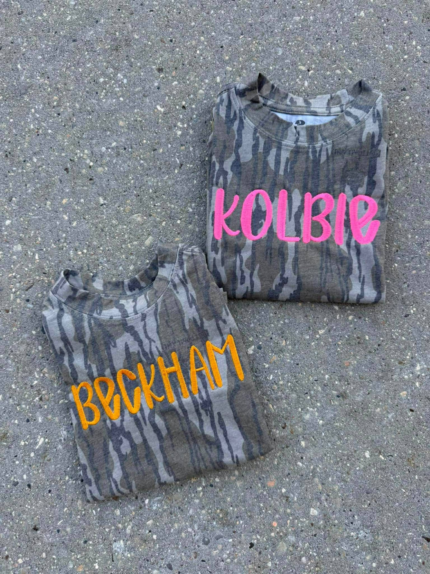 Kids Embroidered Name Camo T Shirt