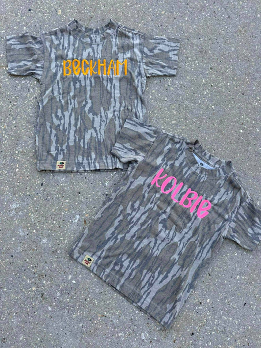 Kids Embroidered Name Camo T Shirt