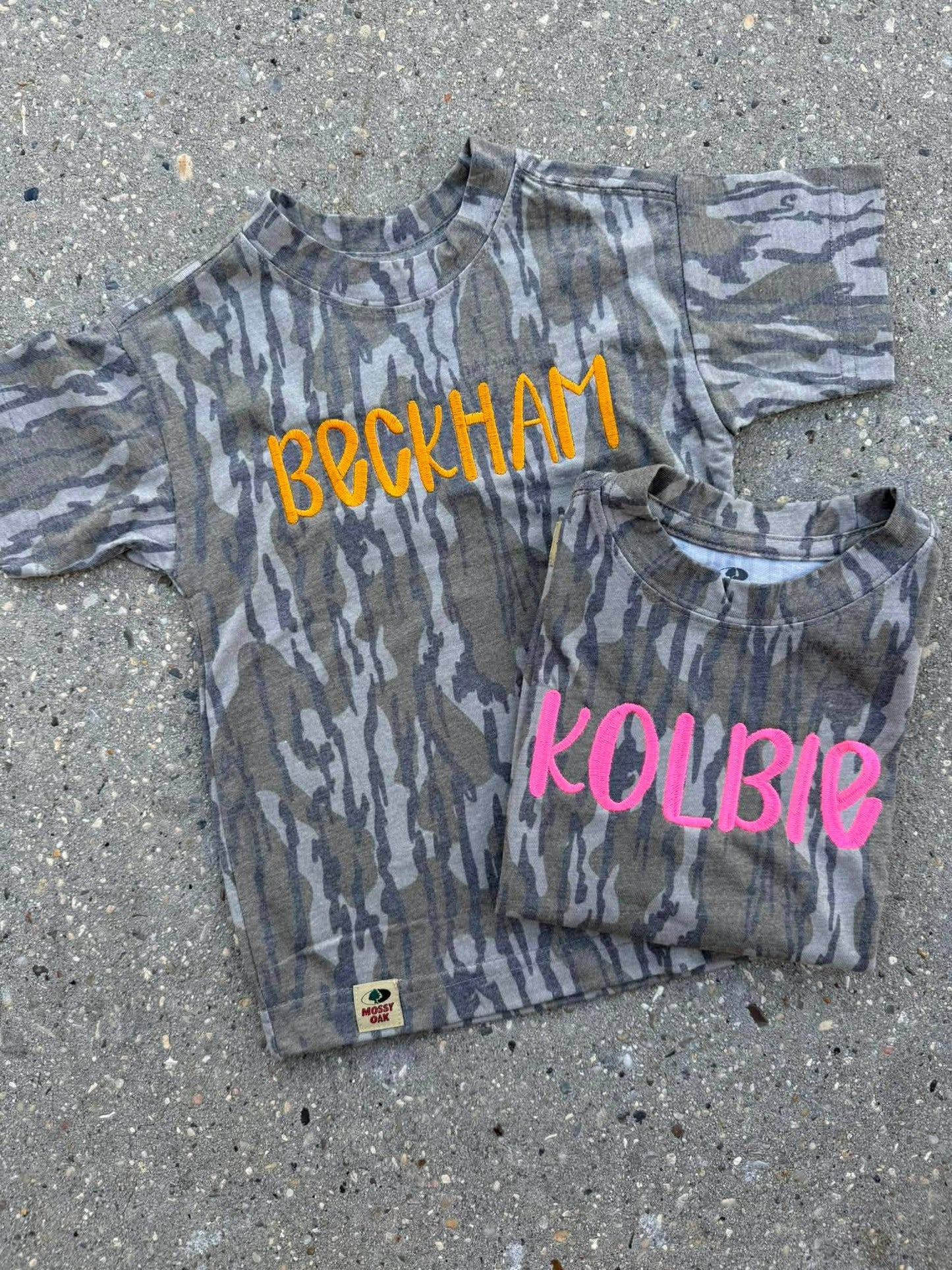 Kids Embroidered Name Camo T Shirt